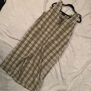 👗 Pinafore Plaid Dress with Buckle Details